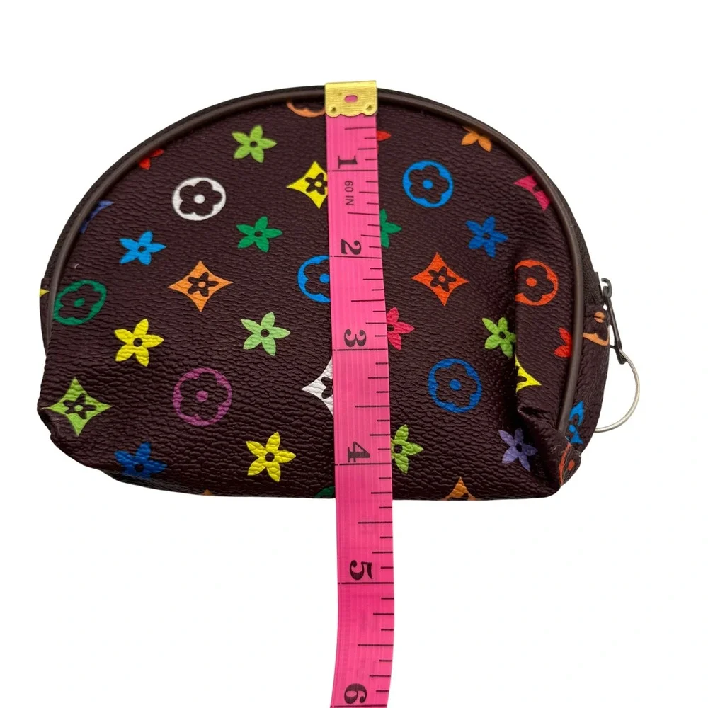 Multicolor‎ Monogram Coin Purse Pouch Cosmetic Bag Brown Zipper